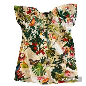 J Crew short sleeve tropical lightweight blouse women’s size 4/Xsmall-small